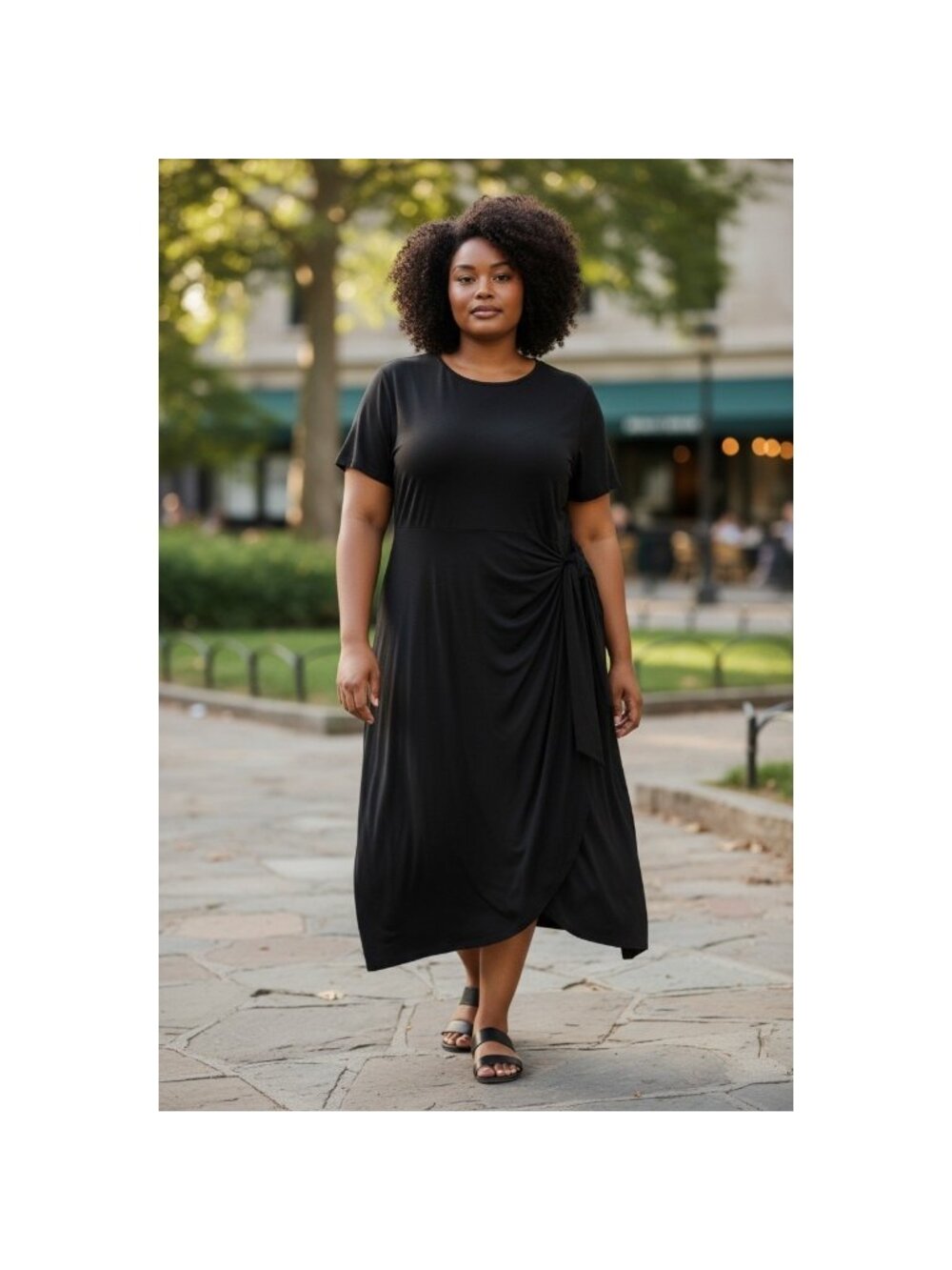 Maurices 24/7 NWT Black Knit Wrap Tie Dress Boho Sz XL Prairie Festival Western - Picture 3 of 8